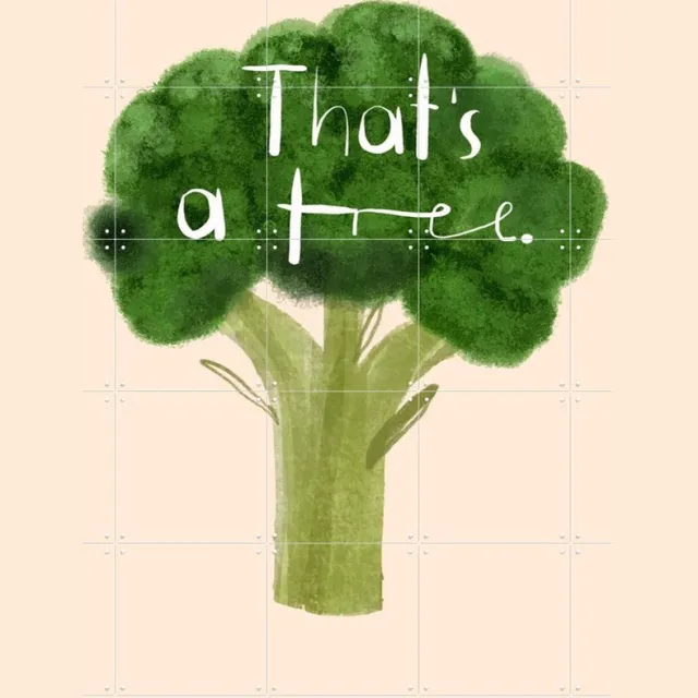 IXXI That's a Tree, Gozde - 100 x 140 cm - Grote wanddecoratie en posters - Illustraties, Digitale Kunst, Speels, Keuken, Café, Eetkamer, Planten Groen / Beige