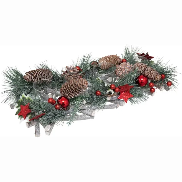 Feeric lights & Christmas Tafelversiering met 4 windlichten, 39 x 14 cm, rood Multicolore