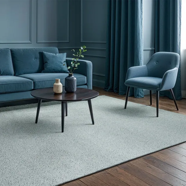 LOLA&MOI Binnen & Buiten Vloerkleed - 170 x 240 cm - Lola&Moi Mist Ocean Light - Laagpolig Tapijt - Gerecycled PET - Made in Belgium - Circulair blauw