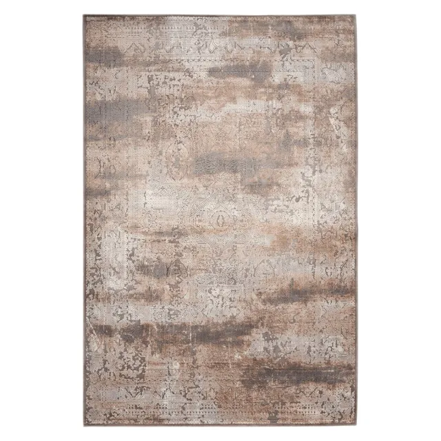 Padiro design laagpolig vloerkleed 80 x 150 cm - lichtbeige - modern abstract ontwerp - voor vloerverwarming - van bamboezijde, acryl en katoen
