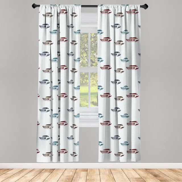 ABAKUHAUS Autogordijnen – 2-panelen 75x245 cm – Blauw/Bruin/Burgund