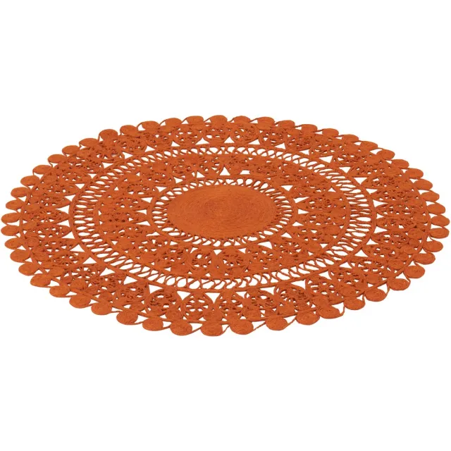 J-Line vloerkleed Oosters Rond - jute - donkeroranje - large