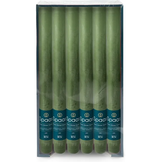 Spaas Dinerkaarsen rustiek - donkergroen - 12x - 25 cm - 10 branduren - huishoudkaarsen
