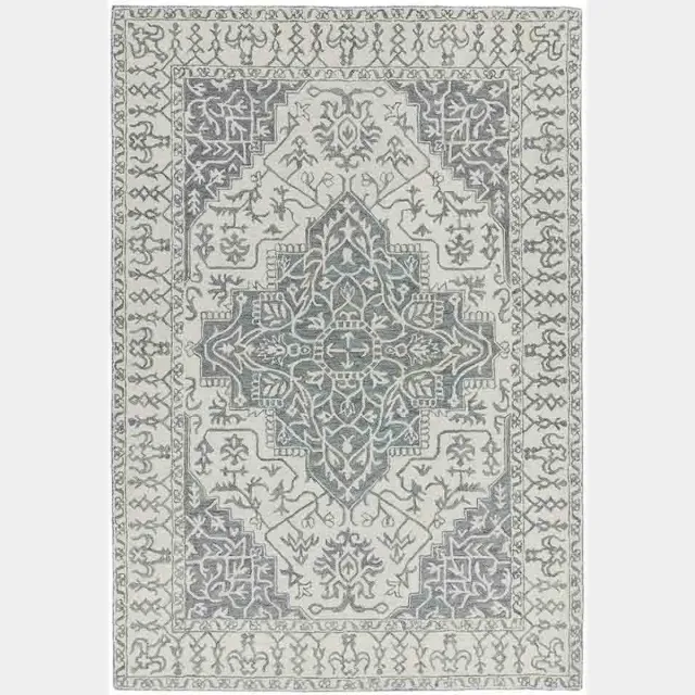 Eazy Living Easy Living - bronte-fine-Loop-Rug-Silver-Grey Vloerkleed - 160x230 - Rechthoek - Laagpolig,Vintage Tapijt - Klassiek - Beige, Grijs