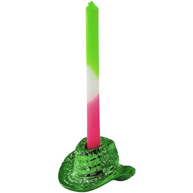 Housevitamin Kandelaar- Cowboyhoed Kaarshouder- Keramiek -Groen- 13,5x11x7 cm