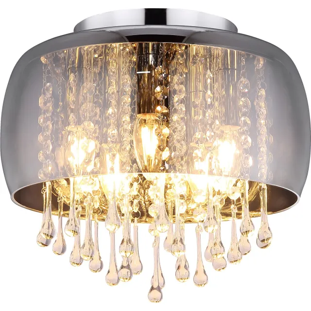 Globo plafonniere - Kalla - chroom - glas smoke glas - Ø 35cm - E14 - 15809D