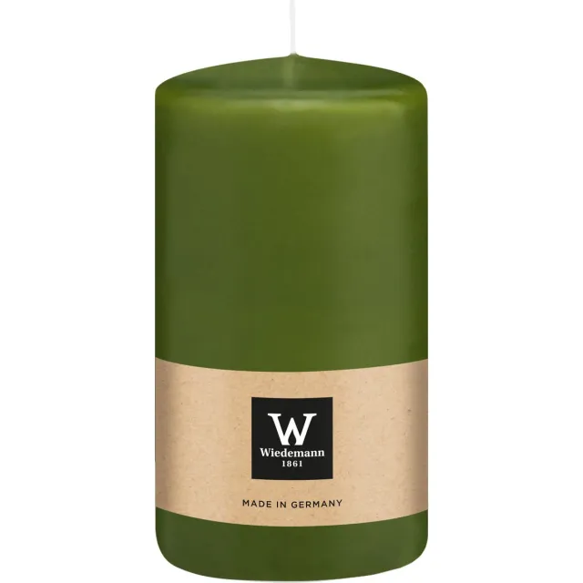 Wiedemann Cilinderkaars/stompkaars - olijfgroen - 12 x 6 cm - 33 branduren - zuilkaarsen Olijf groen