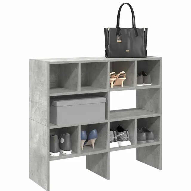 vidaXL Schoenenrekken 2 st stapelbaar 89,5x30x40 cm betongrijs