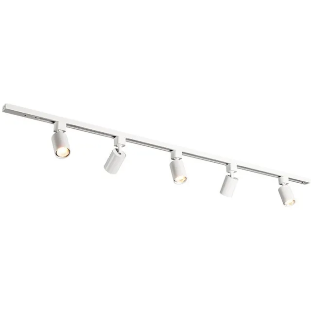 HOFTRONIC railverlichting pakket recht – 1,5 meter rail – 5 x GU10 railspots – dimbaar – aluminium wit – IP20 – modulair – 230V – railverlichting woonkamer keuken