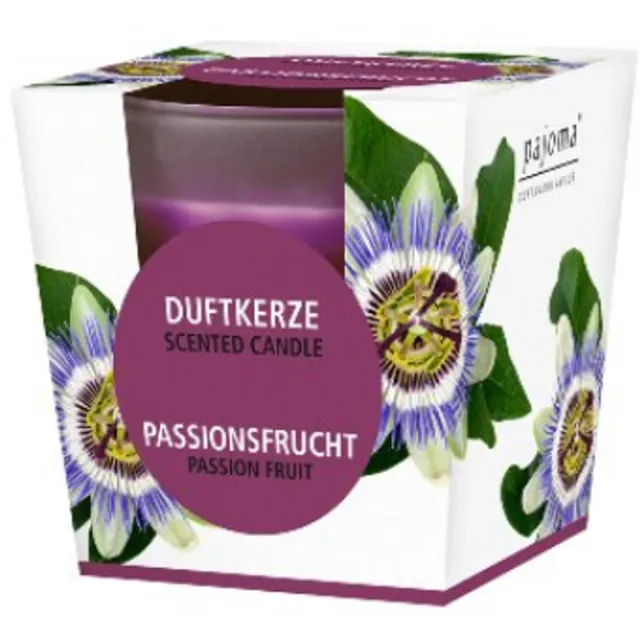 Pajoma Geurkaars in Glas Passionfruit - Pajoma | 1x 120g - Lente Zomer Geur | Brandduur: 25 uur Paars