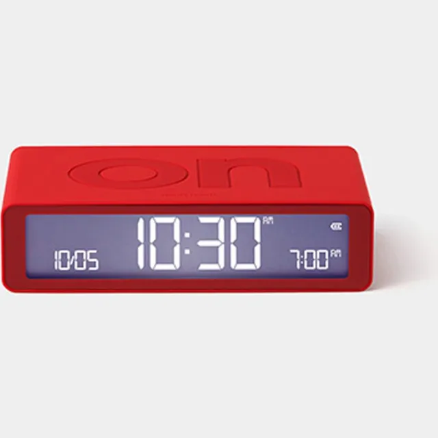 Lexon Flip Classic ON OFF omkeerbare oplaadbare Wekker - Rood