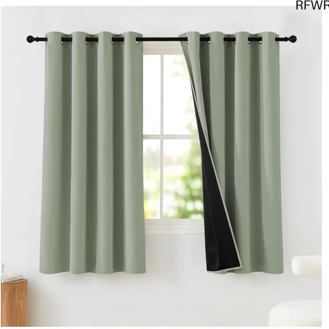 RFWR Verduisterende Gordijnen voor Woonkamer en Slaapkamer - Thermische en Isolerende Gordijnen (140x145 cm) Salingroen