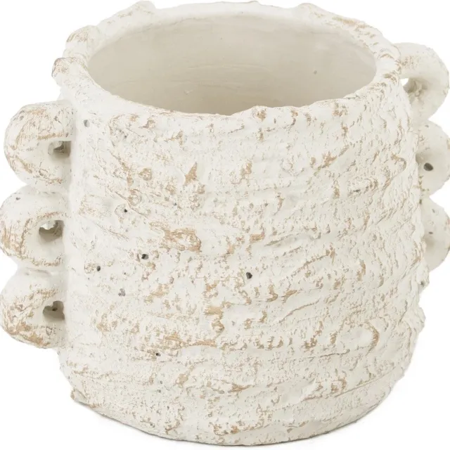 homebound by ky HomeaBound by KY | Aardewerk vaas ruffled naturel | 16x12.5x12.5cm | bloemenvaas aardewerk