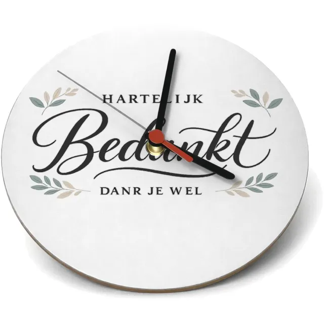 Mr Cadeautjes Klok rond Ø 19 - design Een krachtige waarderingsposter met botanische omlijsting ro | cadeau Wit