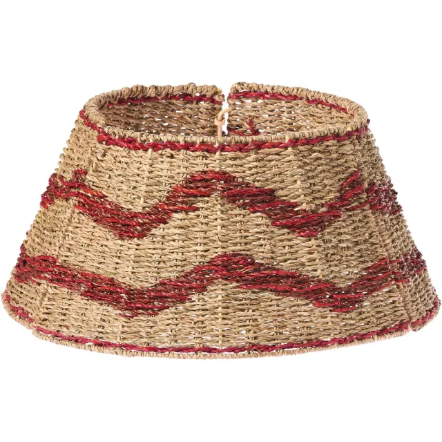 Beliani HIVER - Kerstboomrok - Natuurlijk/Rood - ⌀ 51 cm - Zeegras