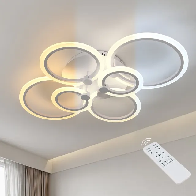 Riserva LED Plafondlamp - 76W - 8550 lm - Dimbaar met Afstandsbediening - 3000-6500K - Moderne Witte Plafondlamp voor Woonkamer en Slaapkamer