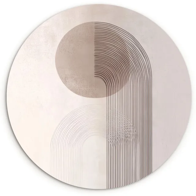 WallCircle Wandcirkel 120x120 cm - Muurcirkel Minimalistisch - Cirkel - Lichtgrijs - Muurdecoratie woonkamer - Wanddecoratie slaapkamer - Kamer decoratie accessoires - Ronde schilderijen Minimalistisch - Cirkel - Lijnen