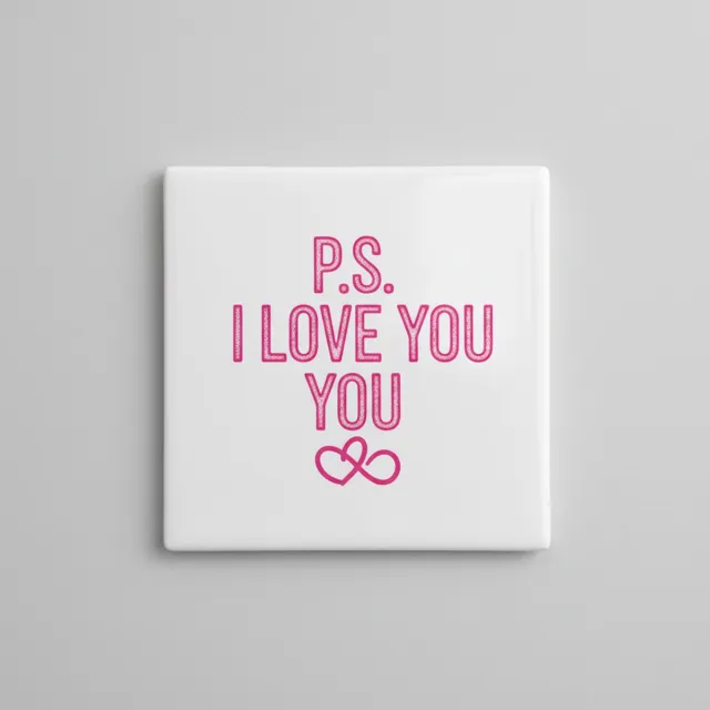 Nevolis P.S. I Love You Liefde Tekst Tegel – Romantische Boodschap Wanddecoratie – Keramische Tegel 15 × 15 cm Multi Color