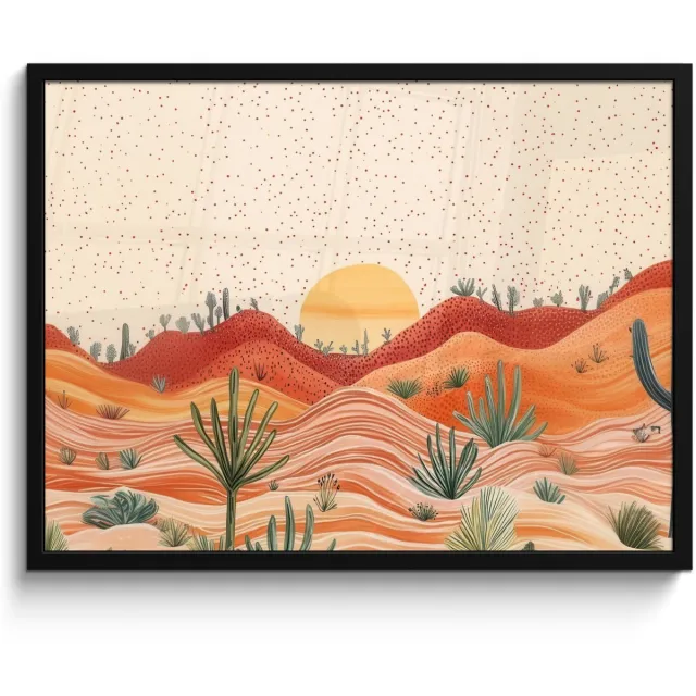 FrameYourWall Poster in lijst - Fotolijst 70x50 cm - Posters - Landschap - Heuvels - Zonsondergang - Posterlijst zwart - Decoratie - Wanddecoratie woonkamer - Muurdecoratie slaapkamer