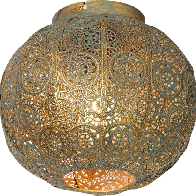 QAZQA baloo - Oosterse Plafondlamp - 1 lichts - Ø 28.5 cm - Groen - Woonkamer | Slaapkamer | Keuken