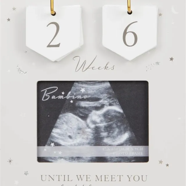 Bambino aftelkalender zwangerschap - echo fotolijst - zwangerschapscadeau - hout grijs