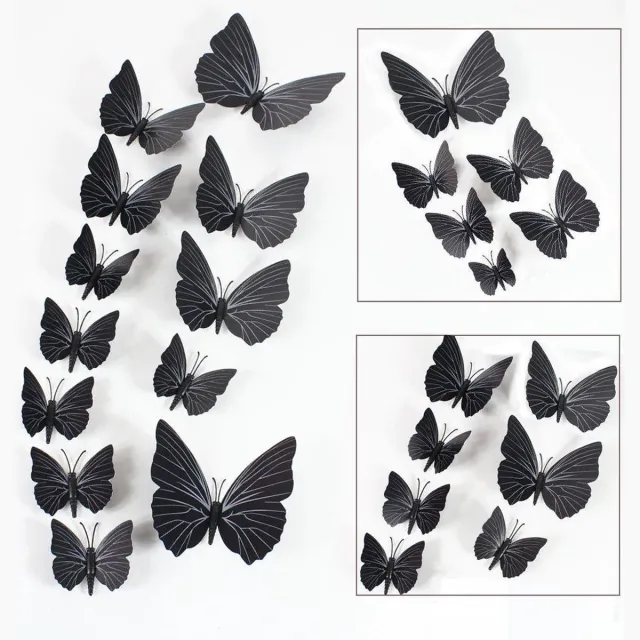 MC Living 3D Vlinders - Muurdecoratie - Zwart