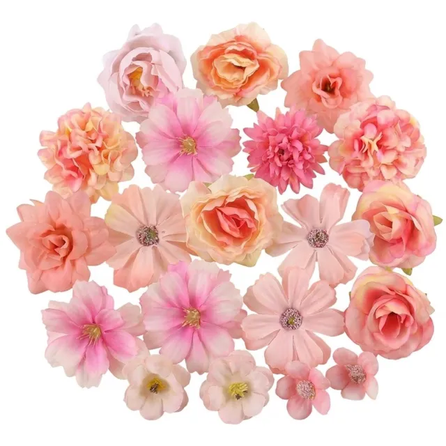 NUVEX Roze kunstbloemen set van 20 stuks kunstbloem decoratie bloemen voor muur krans DIY handwerk bruiloft feest interieur Licht Roze