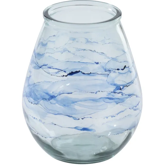 J-Line windlicht Golf - glas - blauw