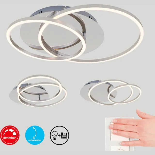 Briloner Leuchten FRAME - plafonnière dimbaar - plafondlamp draaibaar - incl. geheugenfunctie - LED 40 Watt - 3.200 lumen - chroom aluminium - Ø 30cm chromium aluminium