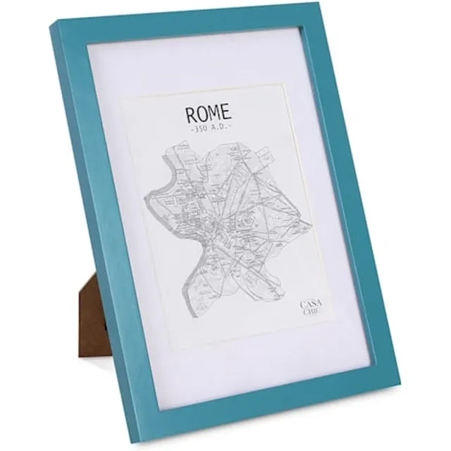 Casa Chic Fotolijst van hout, Fotolijst voor collage, Echtglas fotolijst 32,7 x 20 cm groot, Lijst staand of voor de wand, Verticaal en horizontaal gebruik, Grote passe-partout Turquoise