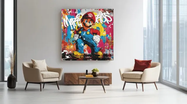 Trendex Global Vierkant Canvas Schilderij - Pop Art - Graffiti - Kleurrijke Wall Art - 100x100 cm