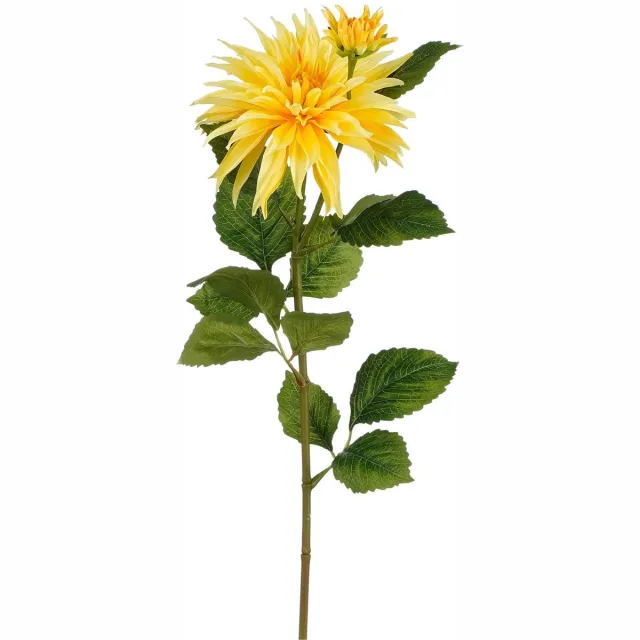 Mica Decorations Kunstbloem Dahlia Artistic - H74 cm - geel - kunststof - stelen kunstbloemen - boeket - bloemetjes