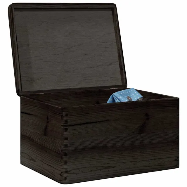 vidaXL Houten kist met deksel 40x30x23 cm massief grenenhout zwart