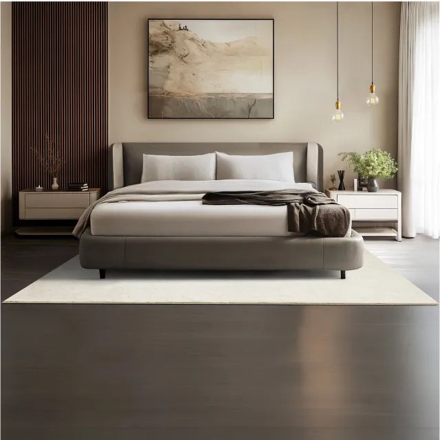 Tectake Kortpolig Vloerkleed - 160 x 230 cm - Creme - 1630 g/m² Poolgewicht - Tapijt voor Woonkamer, Slaapkamer, Eetkamer - Onderhoudsvriendelijk en Wasbaar - Antislip Ondertapijt - Allergievriendelijk - Diverse maten en kleuren crème