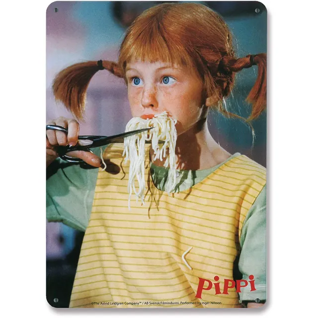 logoshirt Blechschild Pippi Langstrumpf - Spaghetti Meerkleurig
