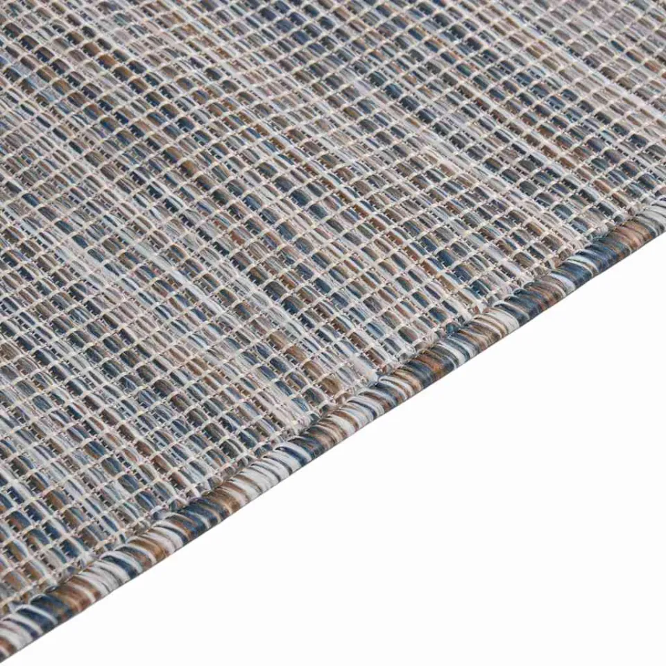 vidaXL Buitenkleed platgeweven 160x230 cm bruin en blauw, foto 4