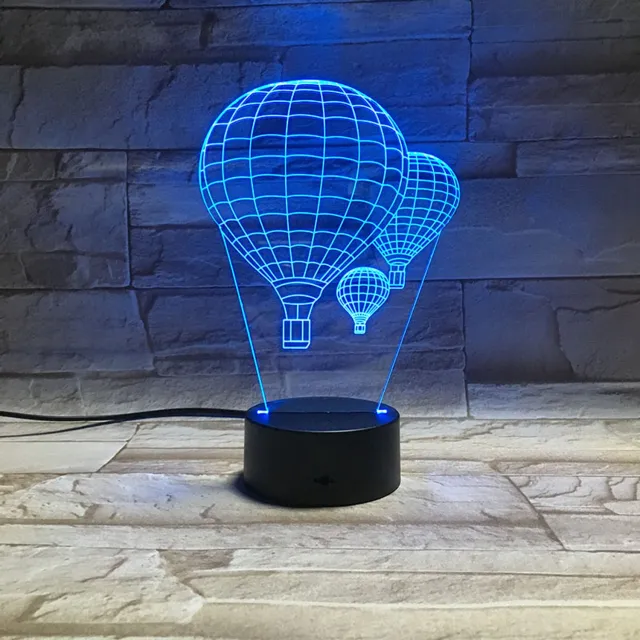 MC Living 3D Led Lamp Met Gravering - RGB 7 Kleuren - Luchtballonnen