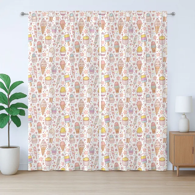 ABAKUHAUS Rustiek ijsgordijn, snoepjes, slaapkamergordijn met lussen en haken, 280 x 245 cm, perzik koraalrood