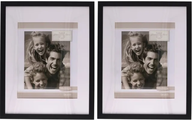 Gerimport Fotolijstje Paris - 2x - 28 x 35 cm - zwart - met passe partout - 20 x 25 cm - hout