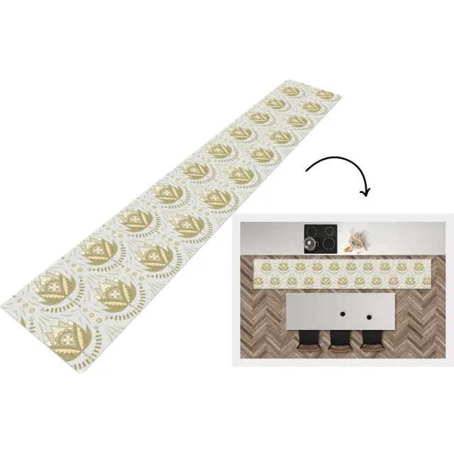 KitchenYeah Keukenloper - Keukenmat - Bloemen - Goud - Patronen - Keuken vloerkleed Multicolor