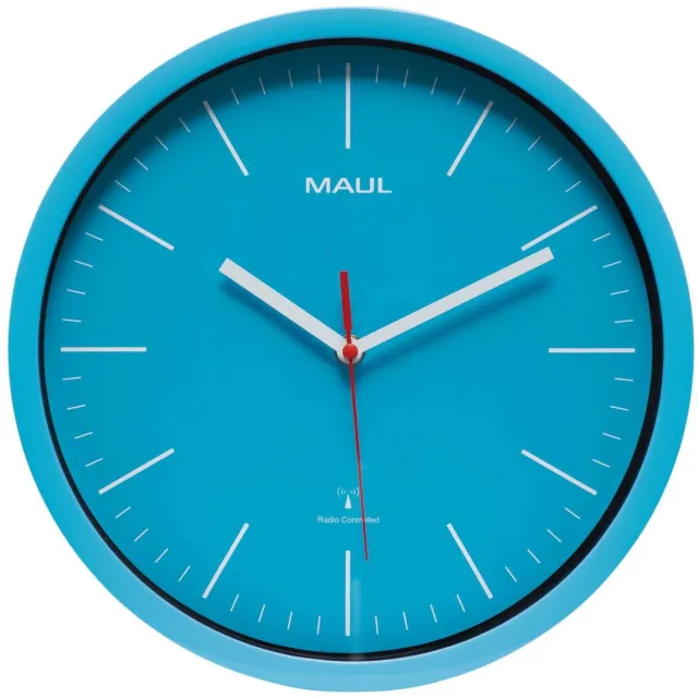 Maul MAULjump Wandklok 30RC incl. batterij - licht blauw - 1 stuk - Ø 31 x 4.2 cm - MAUL licht blauw|wit