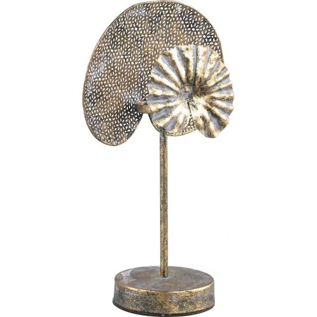 PTMD COLLECTION PTMD Daniek Gold iron candle holder Lily Leaf - metalen kaarsenhouder goud kleur lelie blad