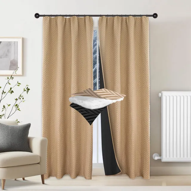 Unyqoos Isolerende verduisteringsgordijnen voor slaapkamer en woonkamer 2-delig set beige