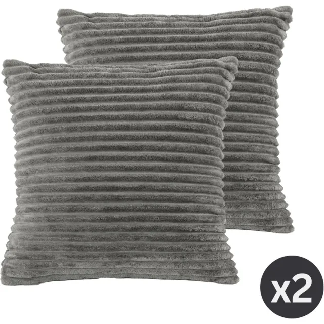 Tiseco HOME STUDIO - Kussen (gevuld) RIBBLE - SET/2 - microflannel - 45x45 cm - grijs GREY DARK