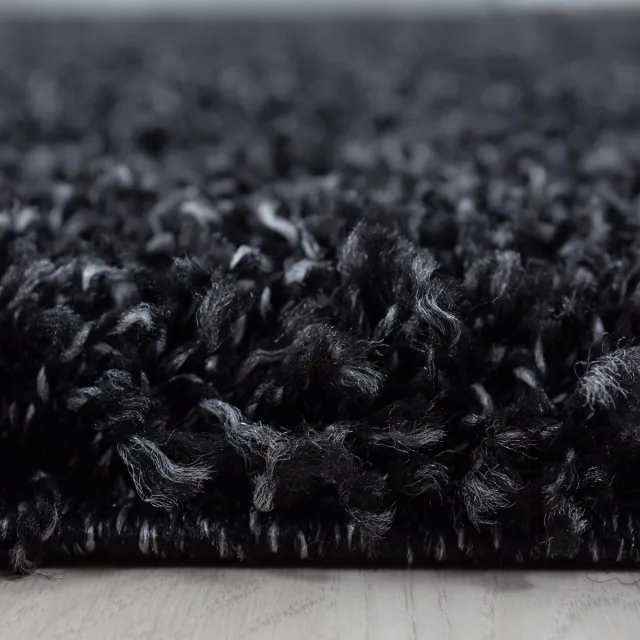 flycarpets Hoogpolig vloerkleed, effen kleur - antraciet, woonkamerkleed, jute achterkant, afmeting: 80 cm rond