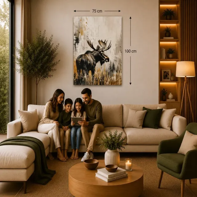 Trendex Global Canvas Schilderij Eland - Wildlife Wanddecoratie - 75x100 cm Bruin