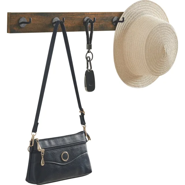 MAZAZU MIRA Home Wandkapstok met 5 Haken - Kapstok voor Smalle Hal - Industrieel - 60 cm - Zwart/Bruin