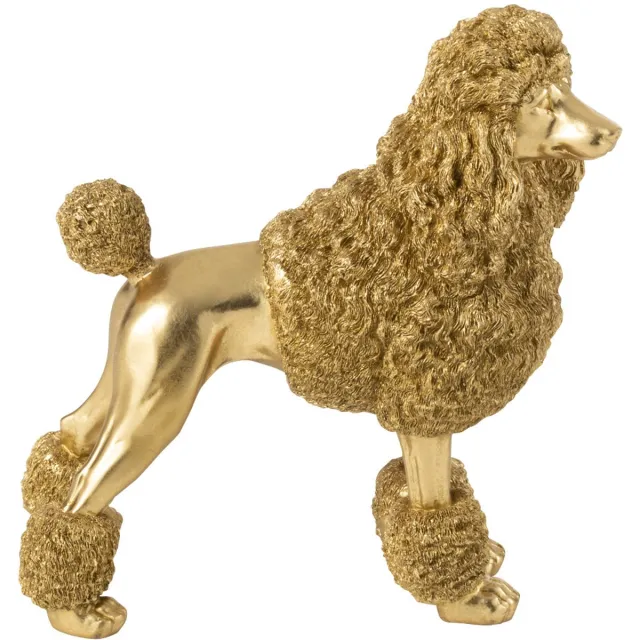 J-Line figuur Poedel Staand - polyresin - goud - medium