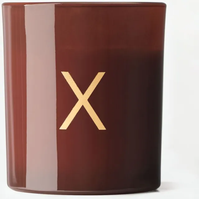 HEMA Kaars in glas ⌀8x9cm letter X (cognac)