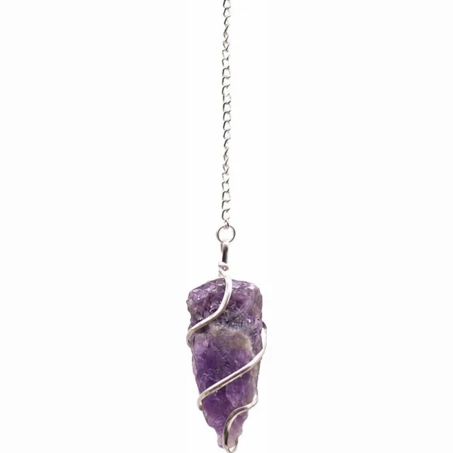 Ancient Wisdom Raw Gemstone Pendulum - Amethyst Paars